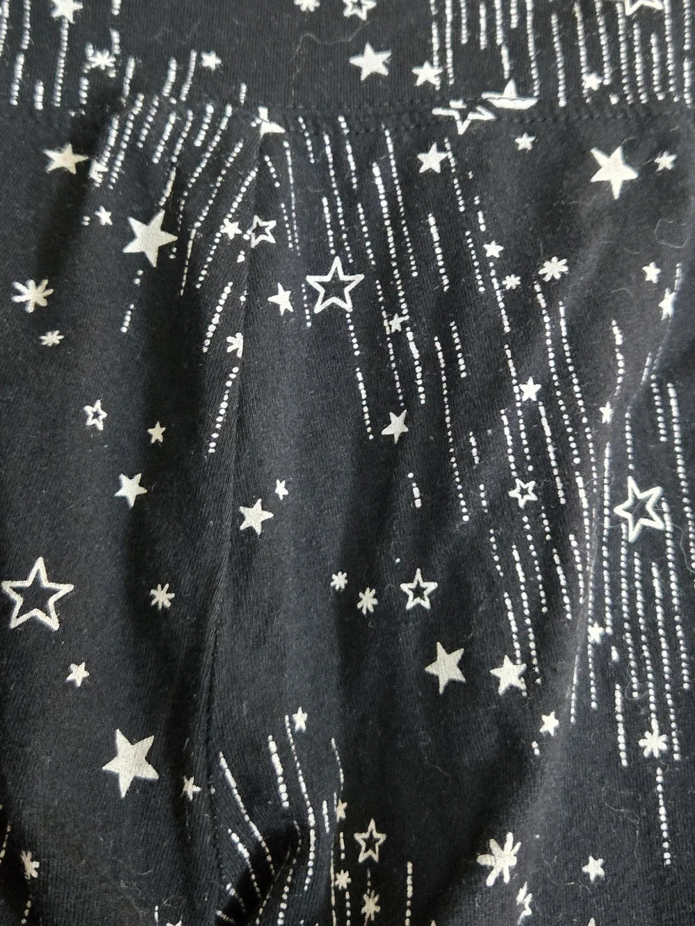 Justice Black Leggings with White Star Shower Print #562